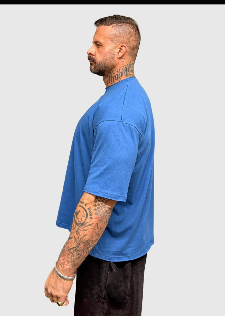 Oversize in cotone blu polvere