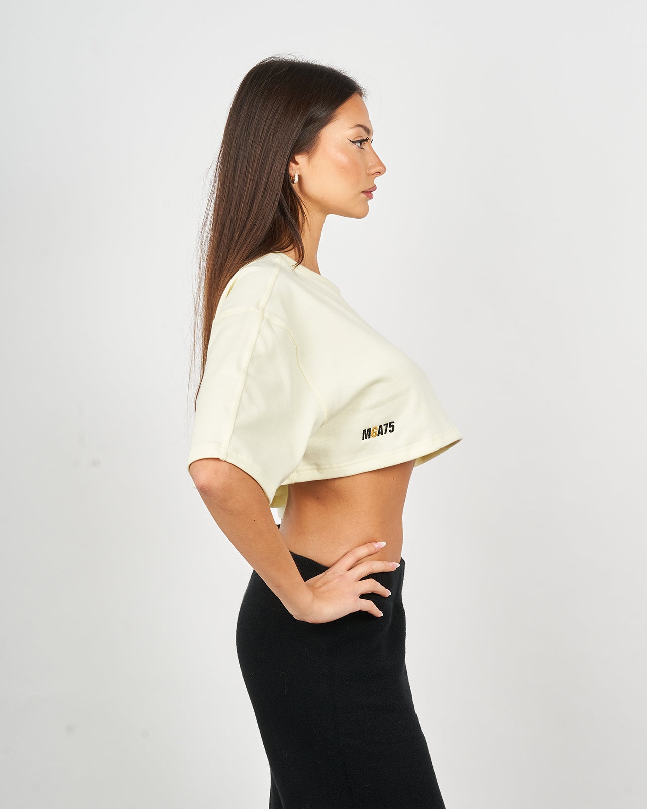 crop-top in cottone giallo